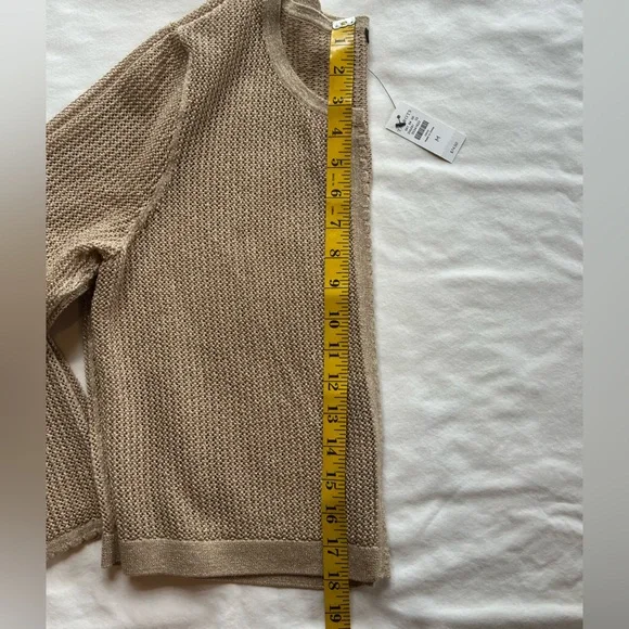 NWT Talbots Women's GOLD LUREX OPEN STITCH SCALLOP SHRUG Size Medium - Picture 7 of 10